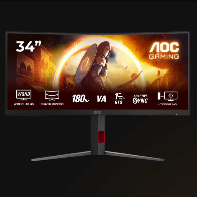 AOC CU34G4 Monitor ( 34"/WQHD/Curved/0.5ms/180Hz/2xHDMI/DP/HDR10/AdaptiveSync)