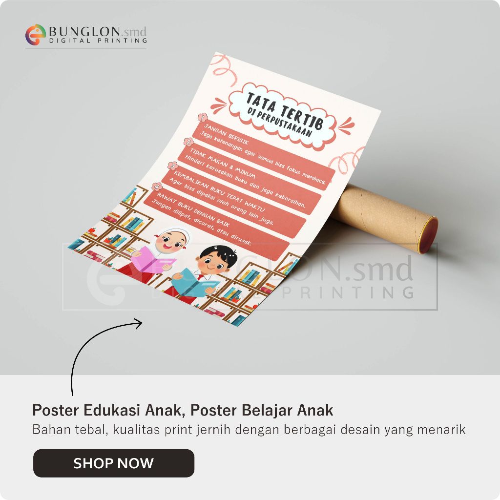 

Poster Tata Tertib Perpustakaan Model Pink