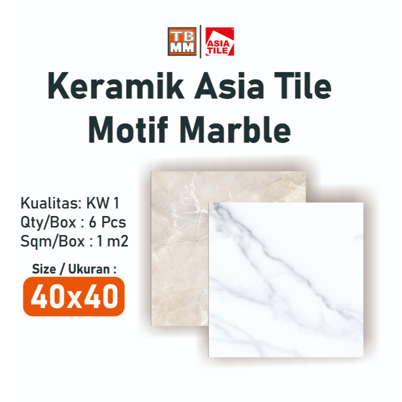 KERAMIK LANTAI 40X40 ASIA TILE MOTIF MARBLE KW 1