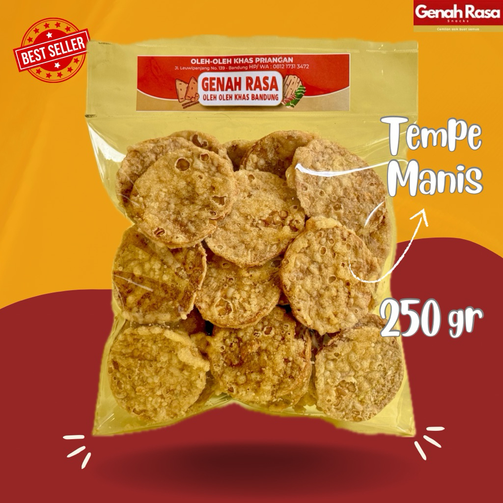 

Keripik Tempe Goreng Manis Oleh Oleh Khas Bandung 250 gr best seller GENAH RASA