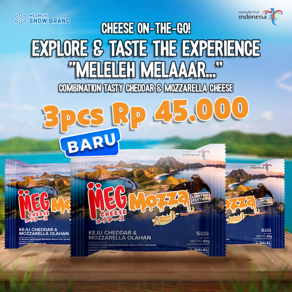 

MEG Cheese Mozza Slice 5’s - Paket 3pcs - Kombinasi Keju Cheddar & Mozzarela