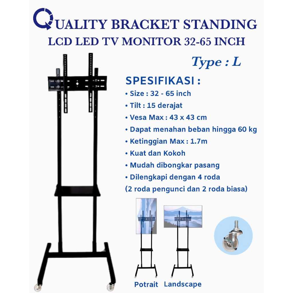 standing bracket tv 32 - 65 inchi braket tv berdiri 32 39 40 42 49 50 52 55 60 65 inchi