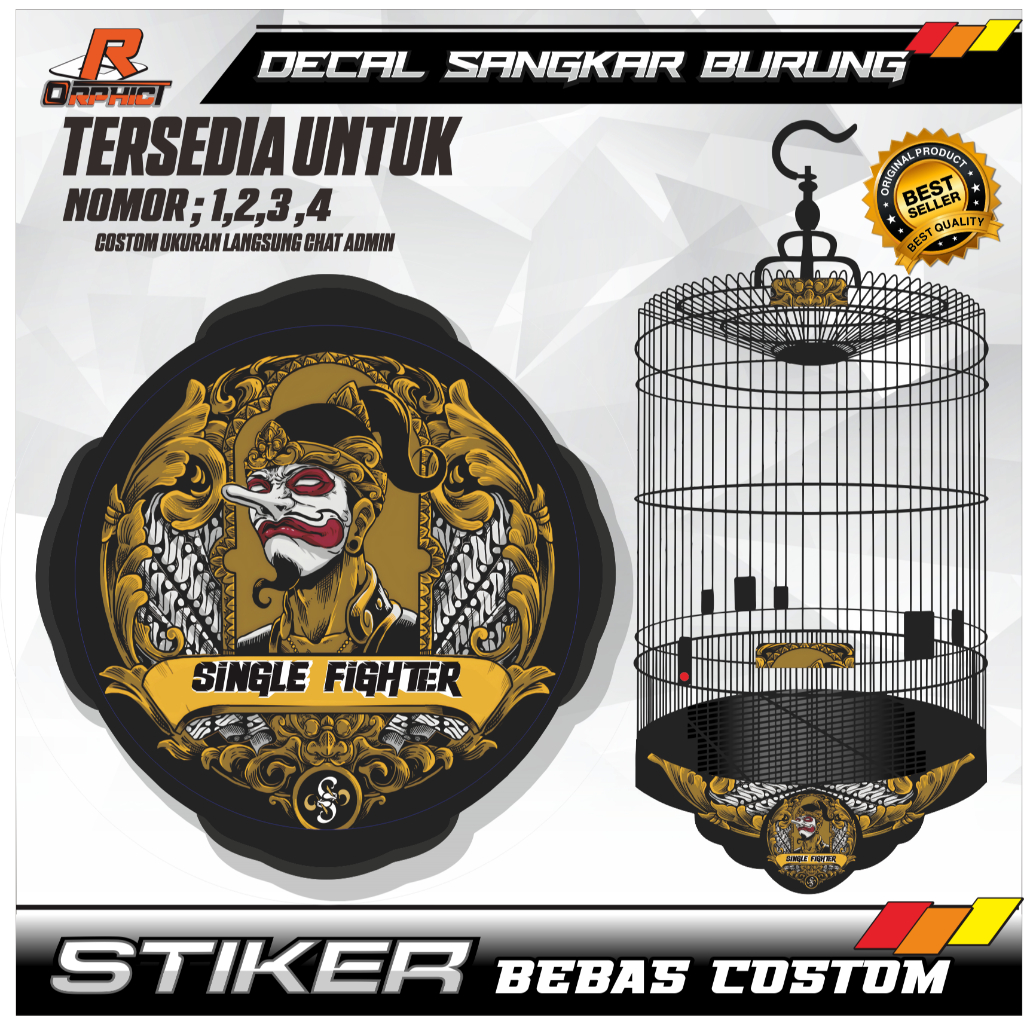 STICKER CUSTOM SANGKAR burung DECAL KANDANG MURAI STIKER EBOD JAYA || WAYANG petruk