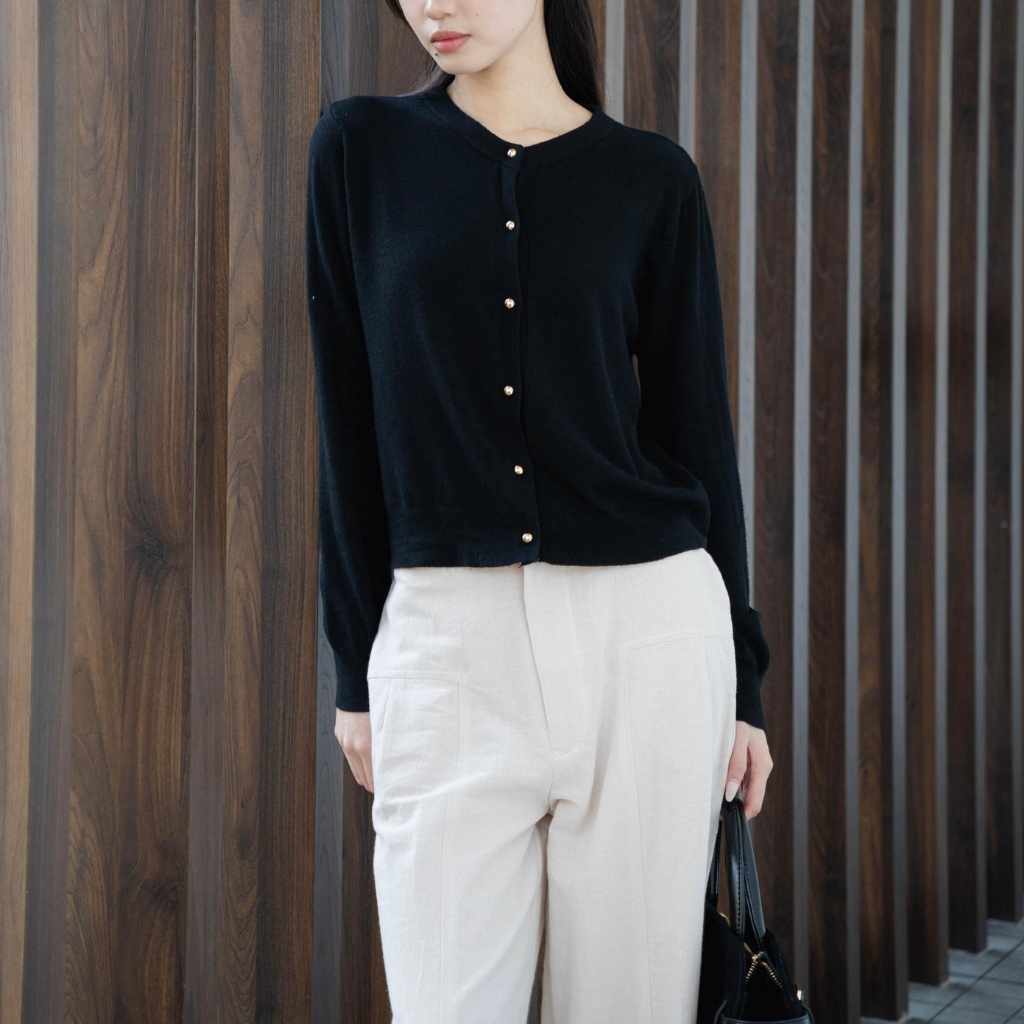 ASOKA Sienna Cardi 3166 - Cardigan Button O-Neck Knit Halus Leangan Panjang - Outer Basic Wanita