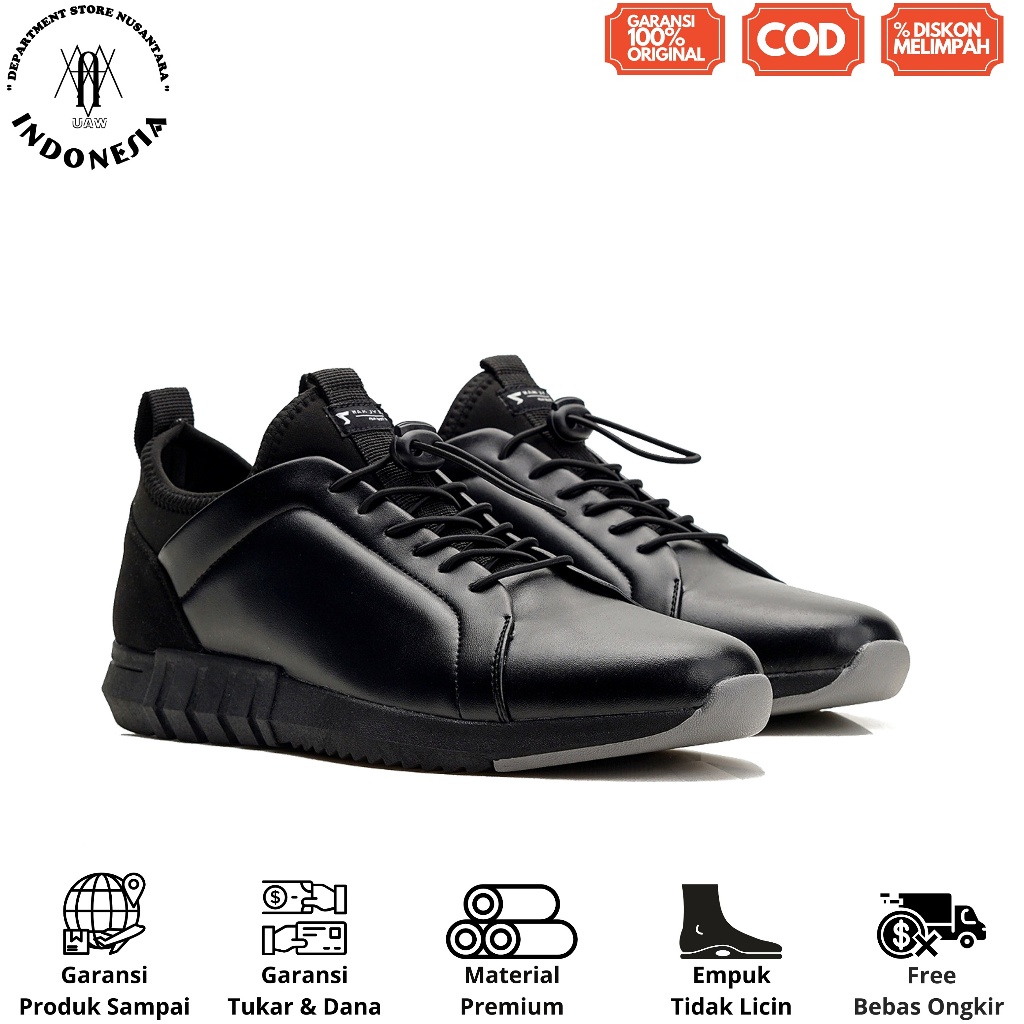 REYL MAN x uawshoesofficial | TERBARU REYL MAN FLEXI SERIES - Sepatu Hitam Pria Sneakers Slip On