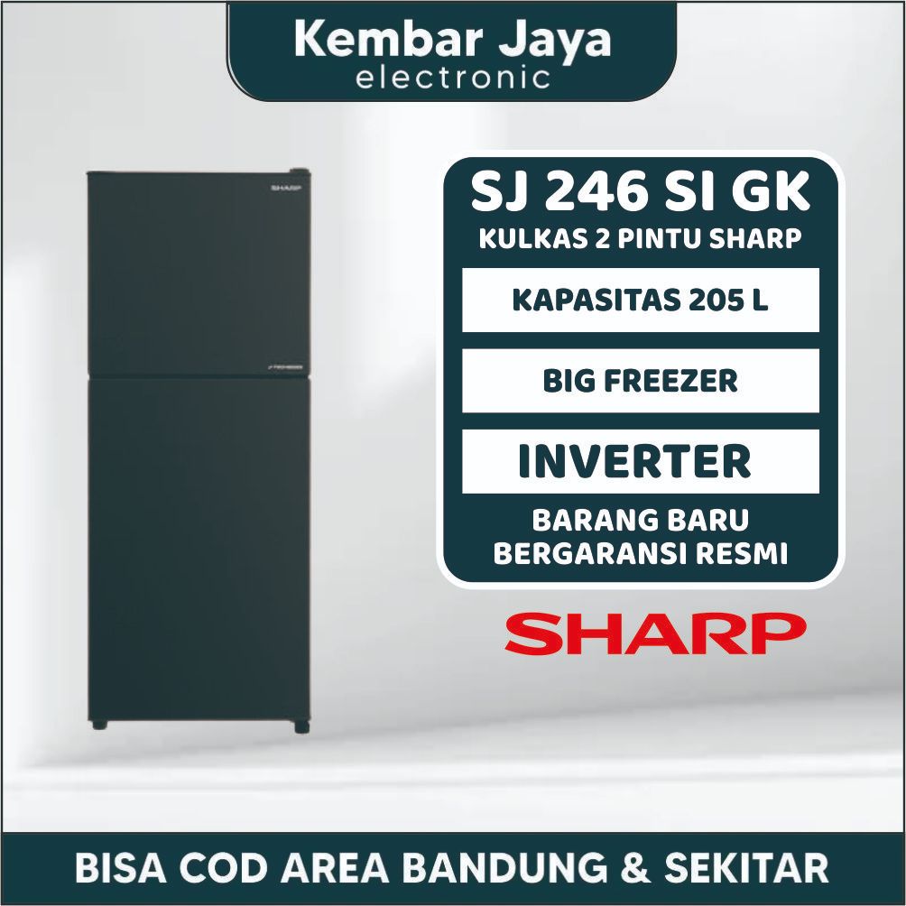 SHARP KULKAS 2 PINTU INVERTER  SJ 246 SI GK / SJ 326 SI GK / SJ 426 SI GK GARANSI RESMI 10 TAHUN