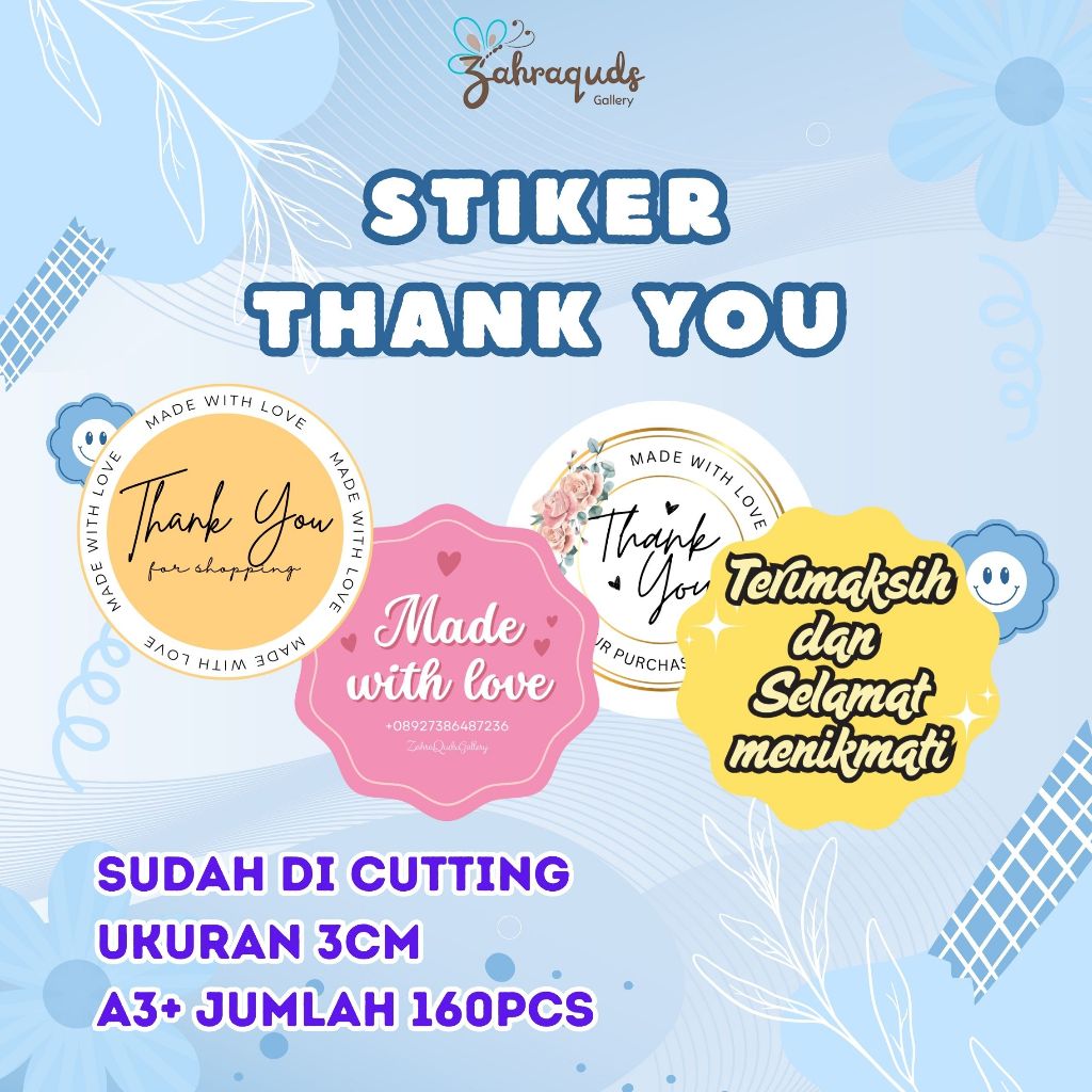 

Stiker Thank You Bulat / Stiker Thank You Isi 160pcs