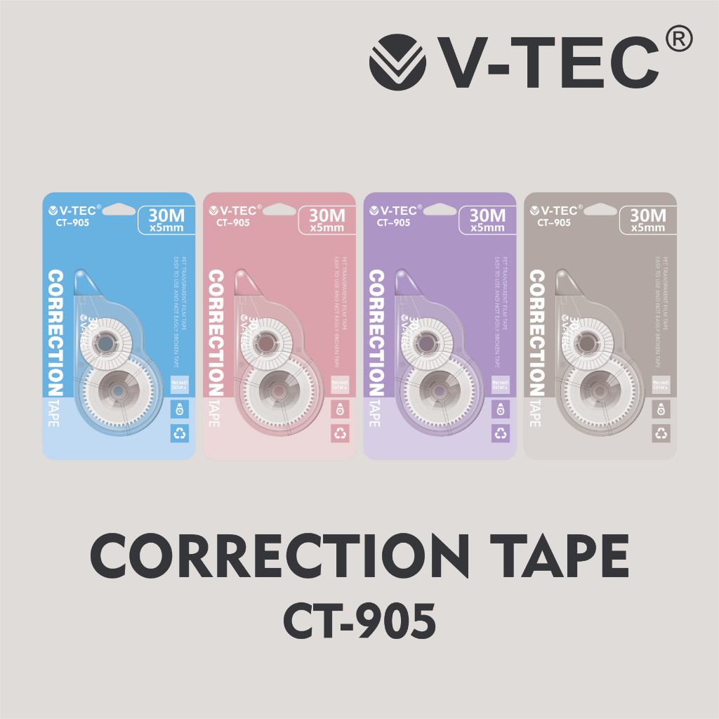 

V-TEC Correction Tape Type CT-905 / PITA KOREKSI CP TAPE / TIPEX KERTAS TIPE X PENGHAPUS
