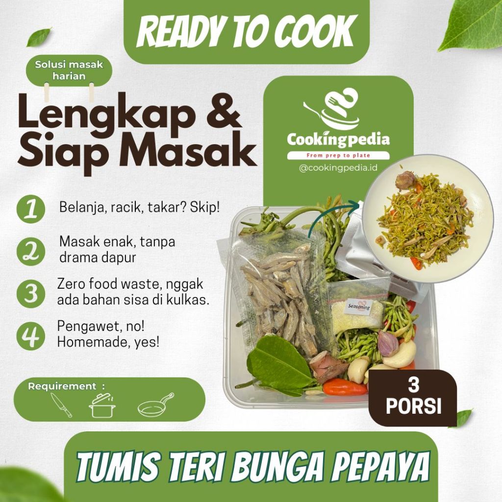 

[Cookingpedia] Paket Masak Tumis Bunga Pepaya I Tumis Teri Bunga Pepaya I Paket Lengkap I Praktis I Sayur Pack I Ready to Cook