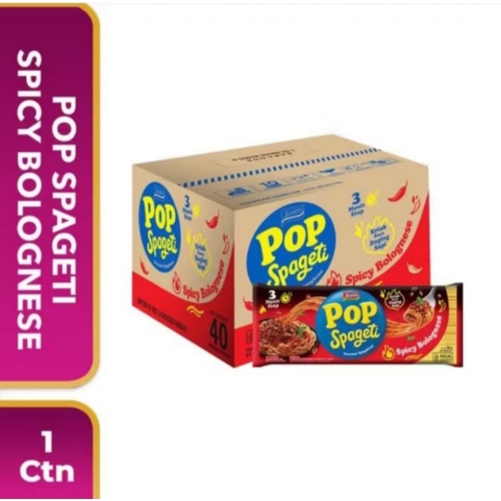 

Indomie Pop Spageti Spicy Carbonara Spicy Bolognese 1 Dus isi 40 Bungkus @80gr
