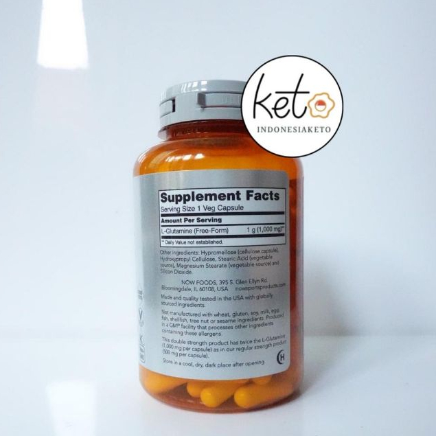 NOW L-Glutamine 1000mg , 120 Veg Capsules , ORI 100% USA , L Glutamine