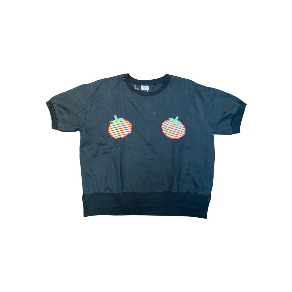Reworked Tomato Patch | Kaos Hitam Wanita Tomat | Reworked Kaos Fashion