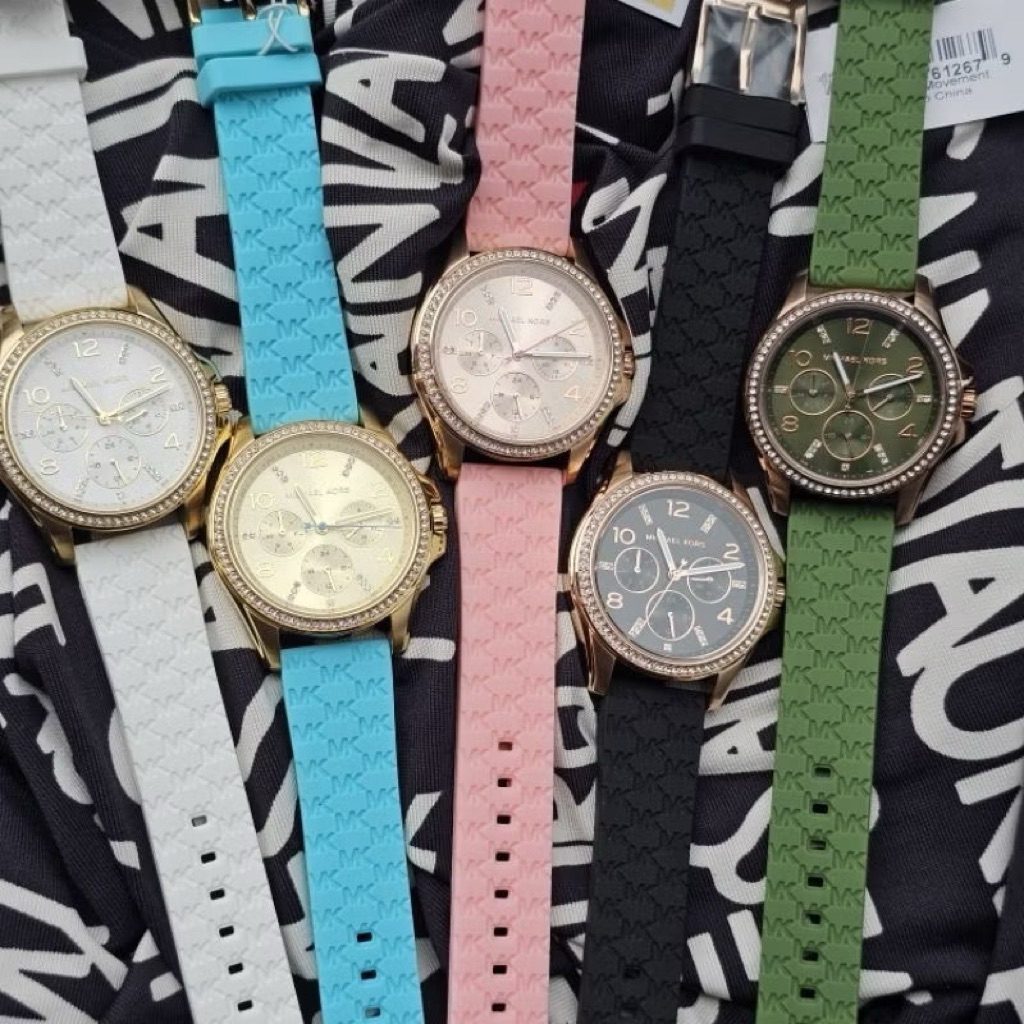 Original Jam Tangan Wanita Michel Kros M-K Strap Rubber MK7421,7375,7374