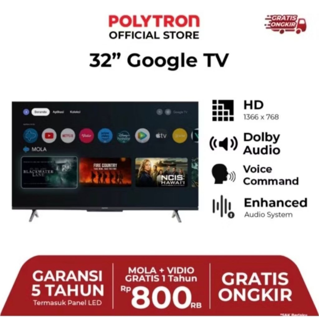 tv Polytron 32 inc android google tv