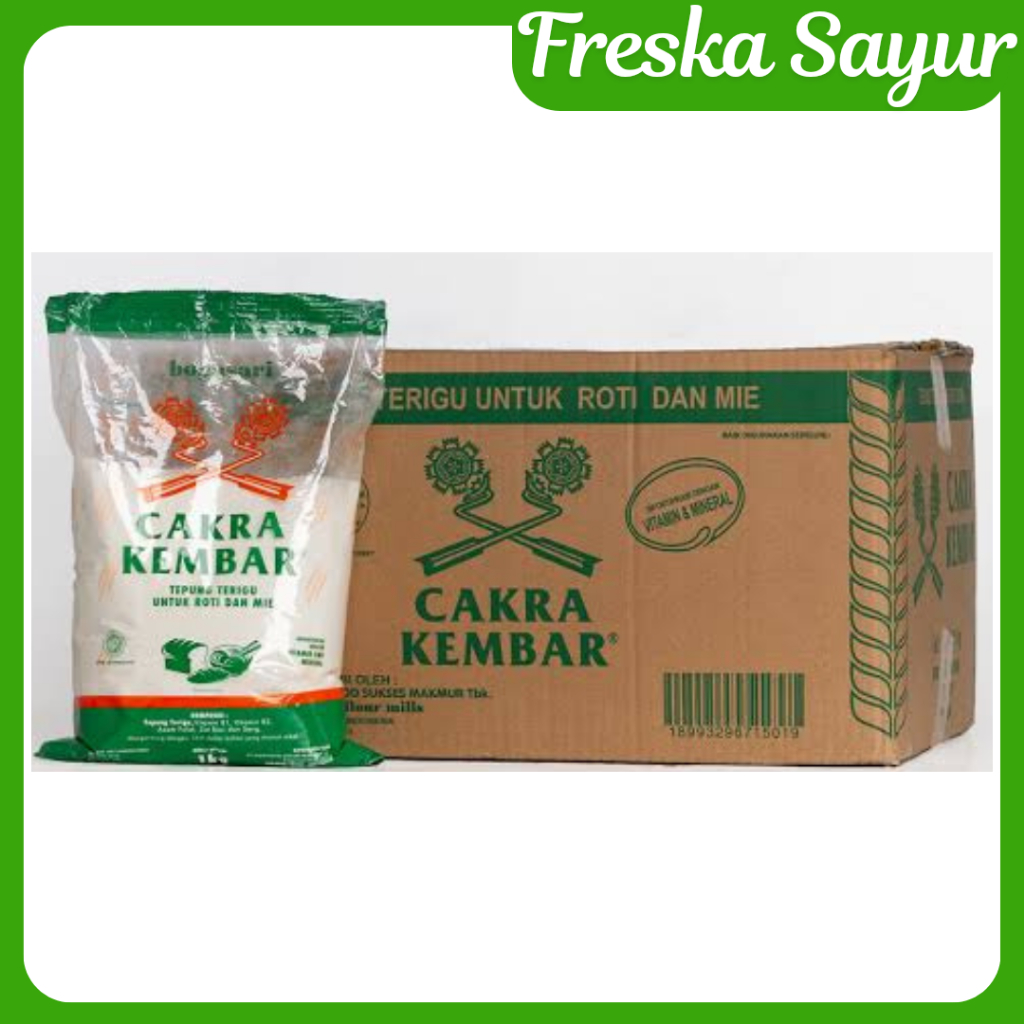 

Tepung Terigu Untuk Roti & Mie 1 kg Brand Cakra Kembar 1 Dus I Se Dus