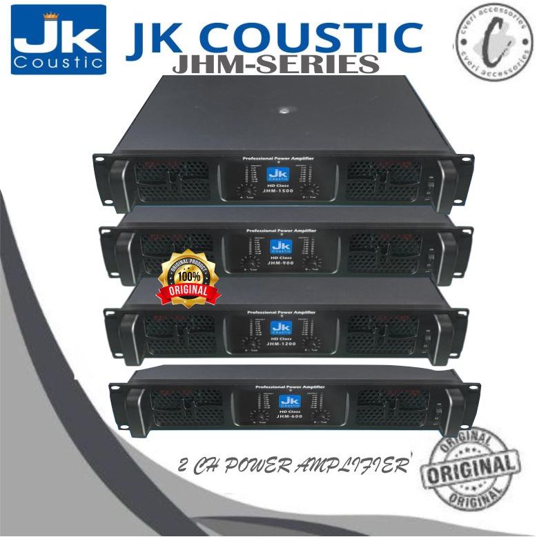 Power JK Coustic JHM Series JHM-600 JHM-900 JHM-1200  JHM-1500  2-Channel Power Amplifier Original J