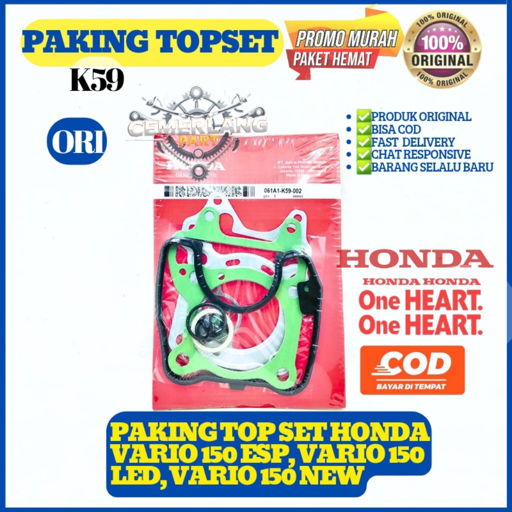 ORI PAKING TOP SET K59 HONDA VARIO 150 ESP, VARIO 150 LED, VARIO 150 NEW/ PACKING HONDA Original