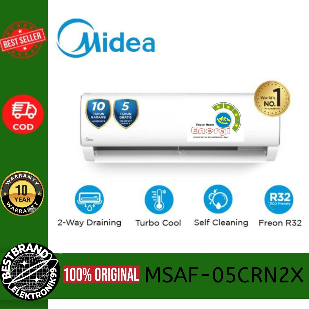 MIDEA MSFCE-05CRN2X AC 1/2PK STANDART FREON R32 FAST COOLING MSFCE05CRN2X MSFCE 05 CRN2X MSFCE05CRN