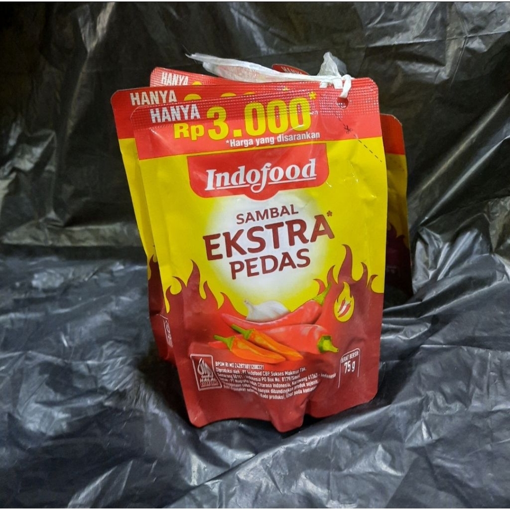

Indofood saus Extra Pedas Pouch 75gr / Indofood saus pouch kecil / Saus Sambal Sambel kecil