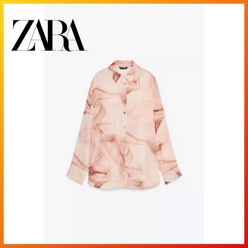 ZARa2025 Autumn New Product Women's Tie dye Printed Shirt