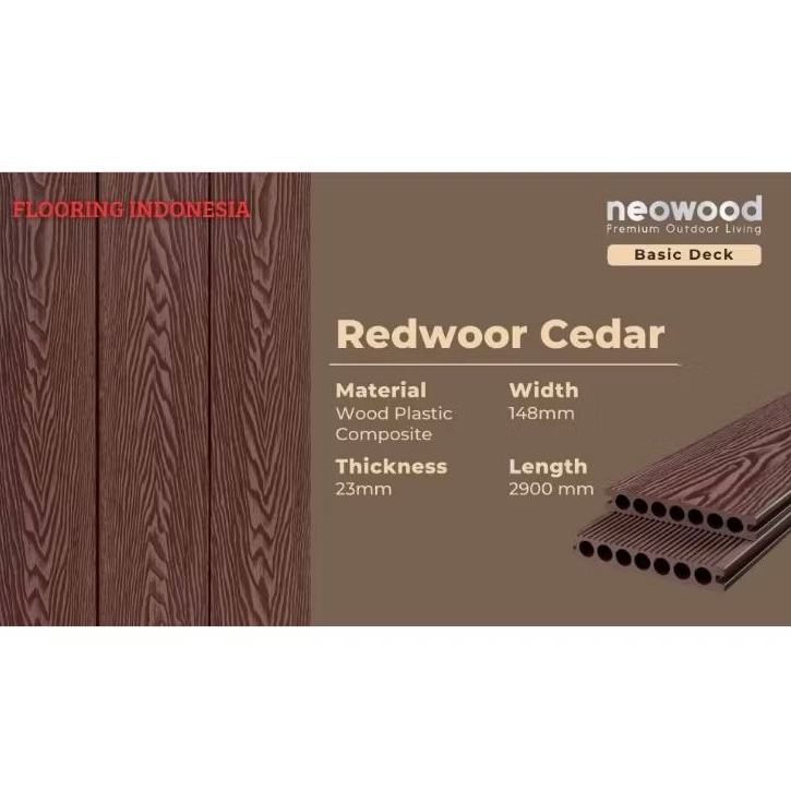 Wpc kayu decking lantai outdoor Redwoor Cedar/Batang