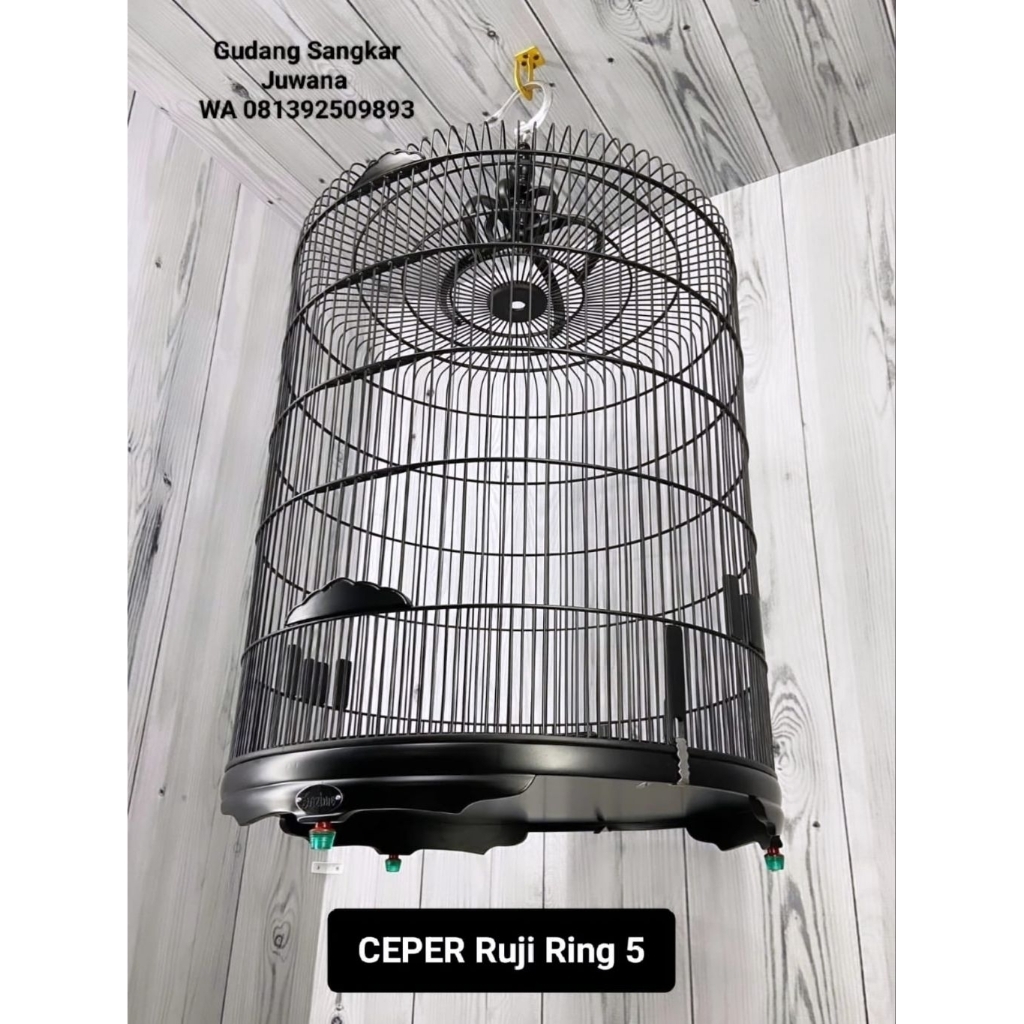 Sangkar Murai SAZIME Ceper Ruji ring 5 ala SMM Tebok kayu No.2 + Full set Kerodong + Free Pallet Kay