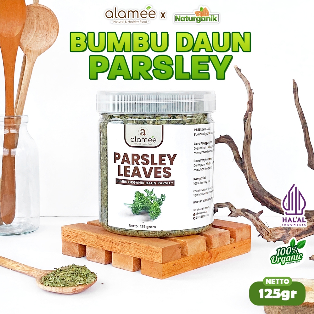 

ALAMEE Parsley Kering Daun Peterseli Dried Persley Flakes Leaves Bumbu Dapur Garnish 125g Naturganik