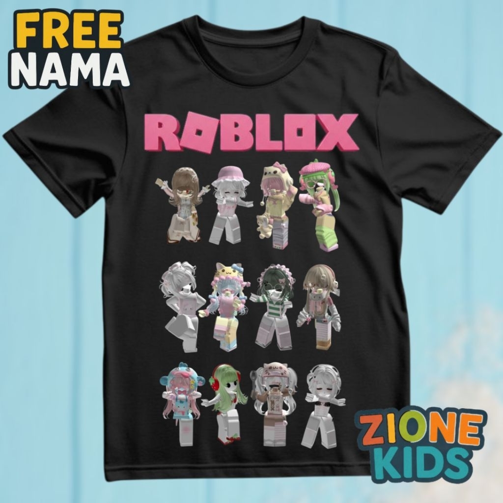 Kaos Anak Roblox Perempuan Lucu Unik - Baju Anak Karakter Roblox Bahan Katun Free Nama