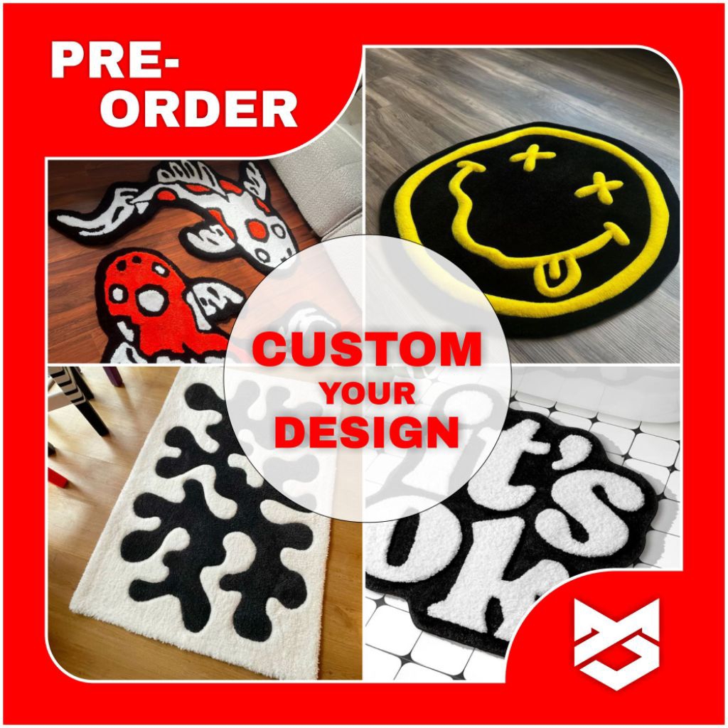 CUSTOM Karpet / Tufting Rug / doormat / Tufting rugs custom Bulu Halus Anti Slip handtufted