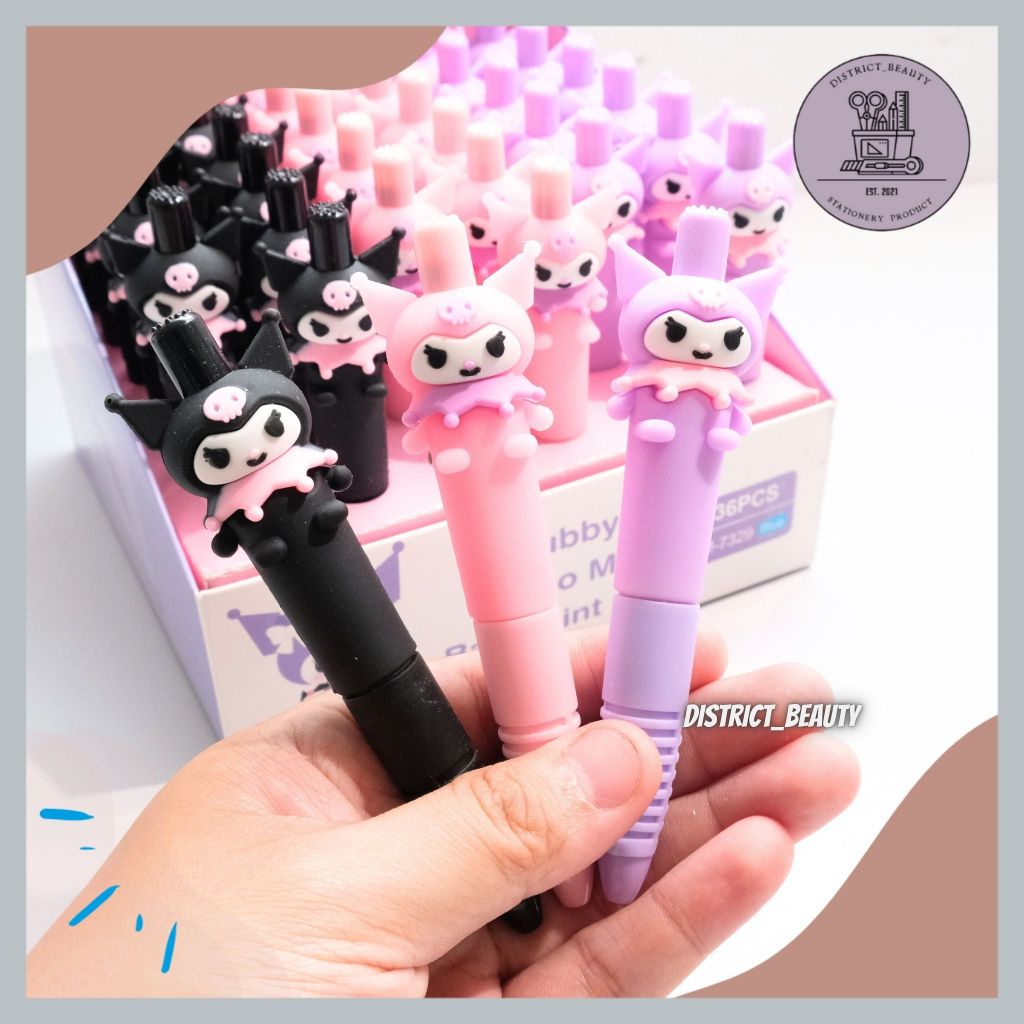 

PULPEN CETEK CHUBBY KUROMI PEN CETEK MINI MUNGIL MOTIF KUROMI GEL PEN MEKANIK KUROMI LUCU TERMURAH