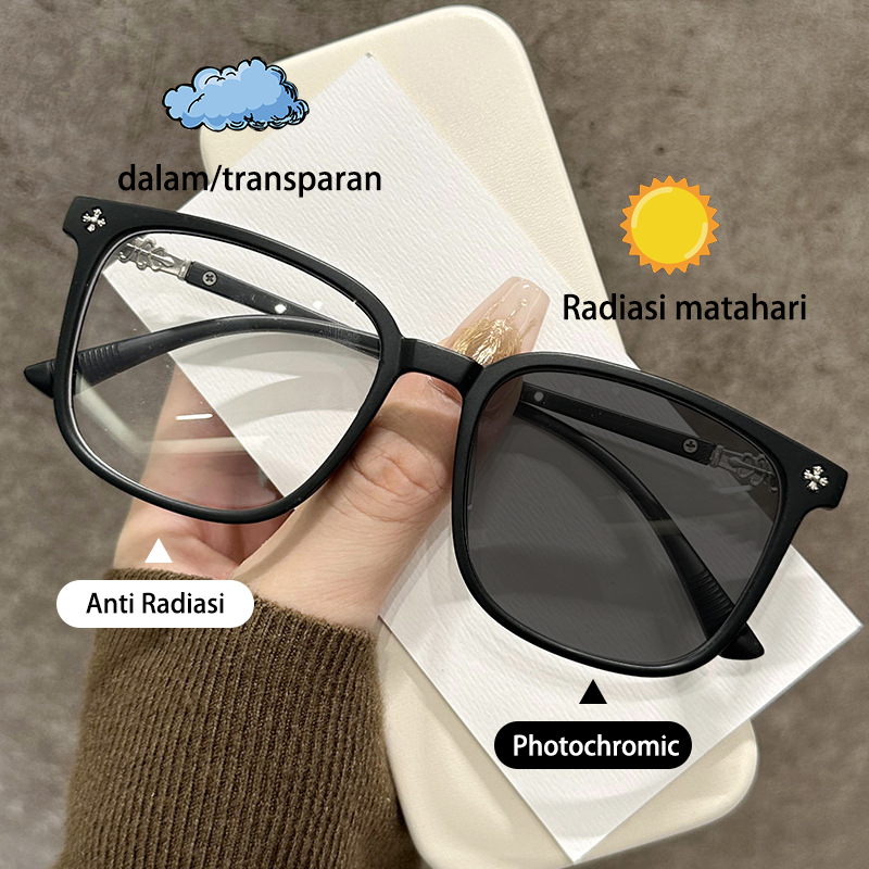 kacamata wanita Photochromic anti radiasi  hiasan perbatasan komputer  hitam pria