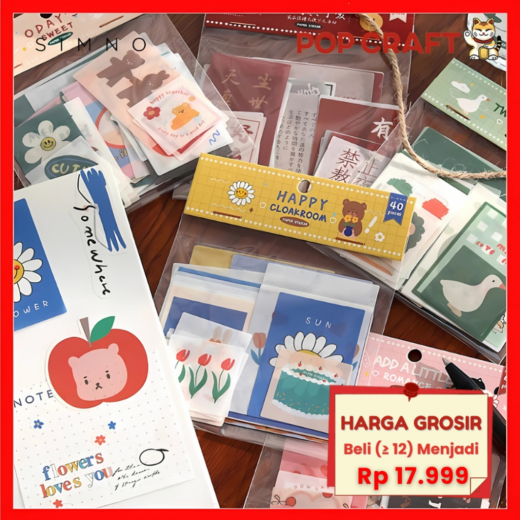 PC Stickers Vintage Aesthetic Notebook stiker Decor Buku Set Stiker Set / Sticker Box Stiker - SP10