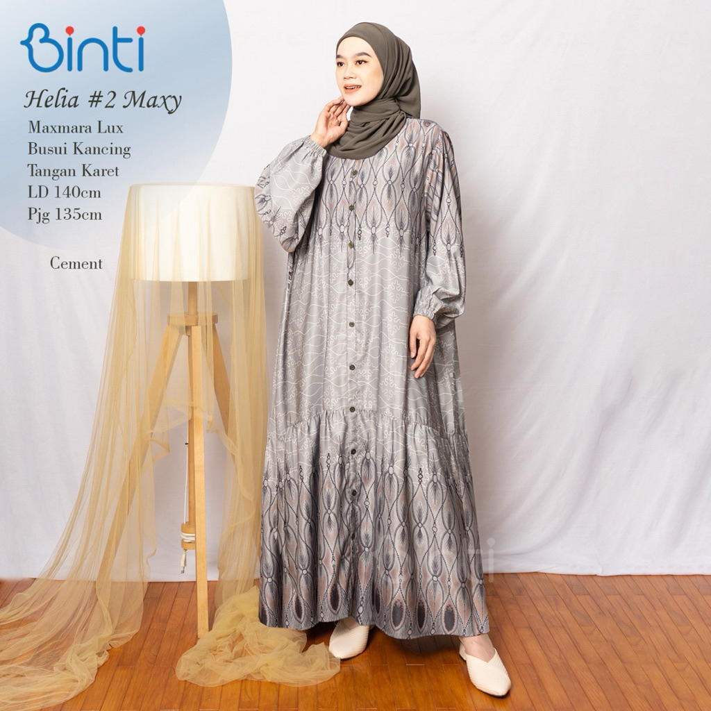 HELIA BINTI HELIA DRESS BY BINTI GAMIS 140 OVERSIZE BISGSIZE JUMBO SILK / MELVIA DRESS KATUN BUSUI S