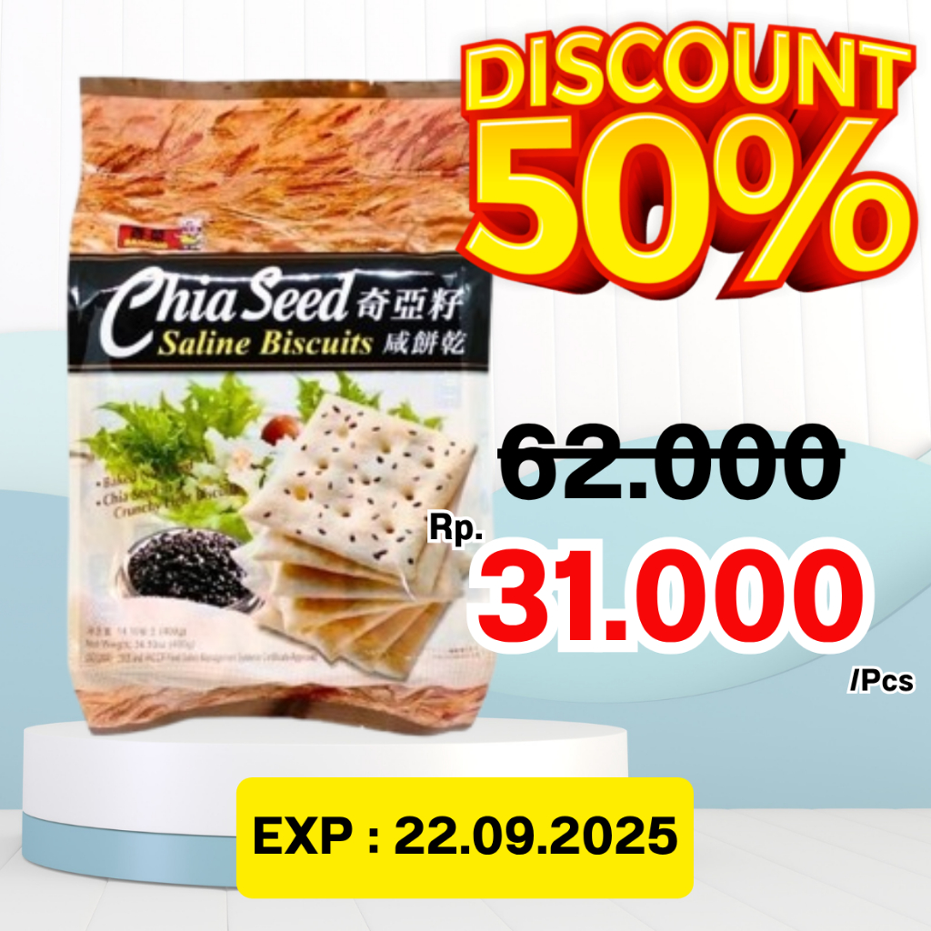 

Bairong Chia Seed Saline Biscuit 400gr – Biskuit Asin Sehat dengan Biji Chia