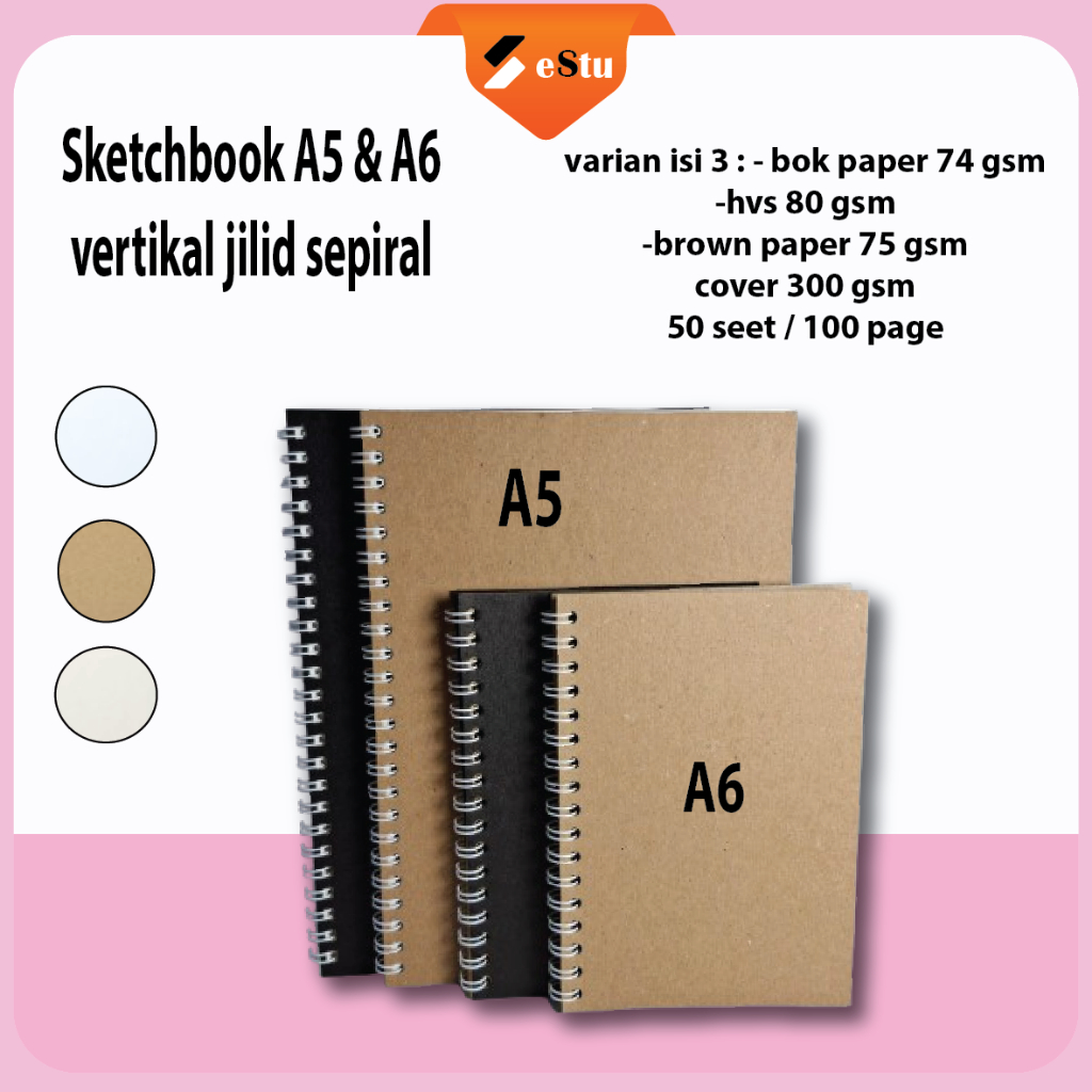 

Estu Sketchbook Isi 100 Halaman Sketchbook isi 3 Warna Ukuran A5 & A6 TracingPaper Buku Sketsa