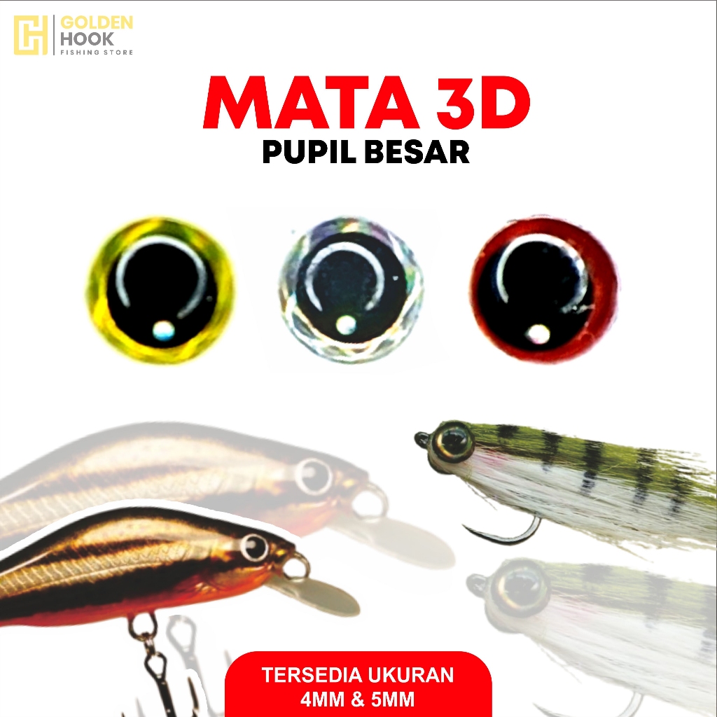 MATA IKAN 3D PUPIL BESAR | 50PCS | 4MM & 5MM | AKSESORIS LURE