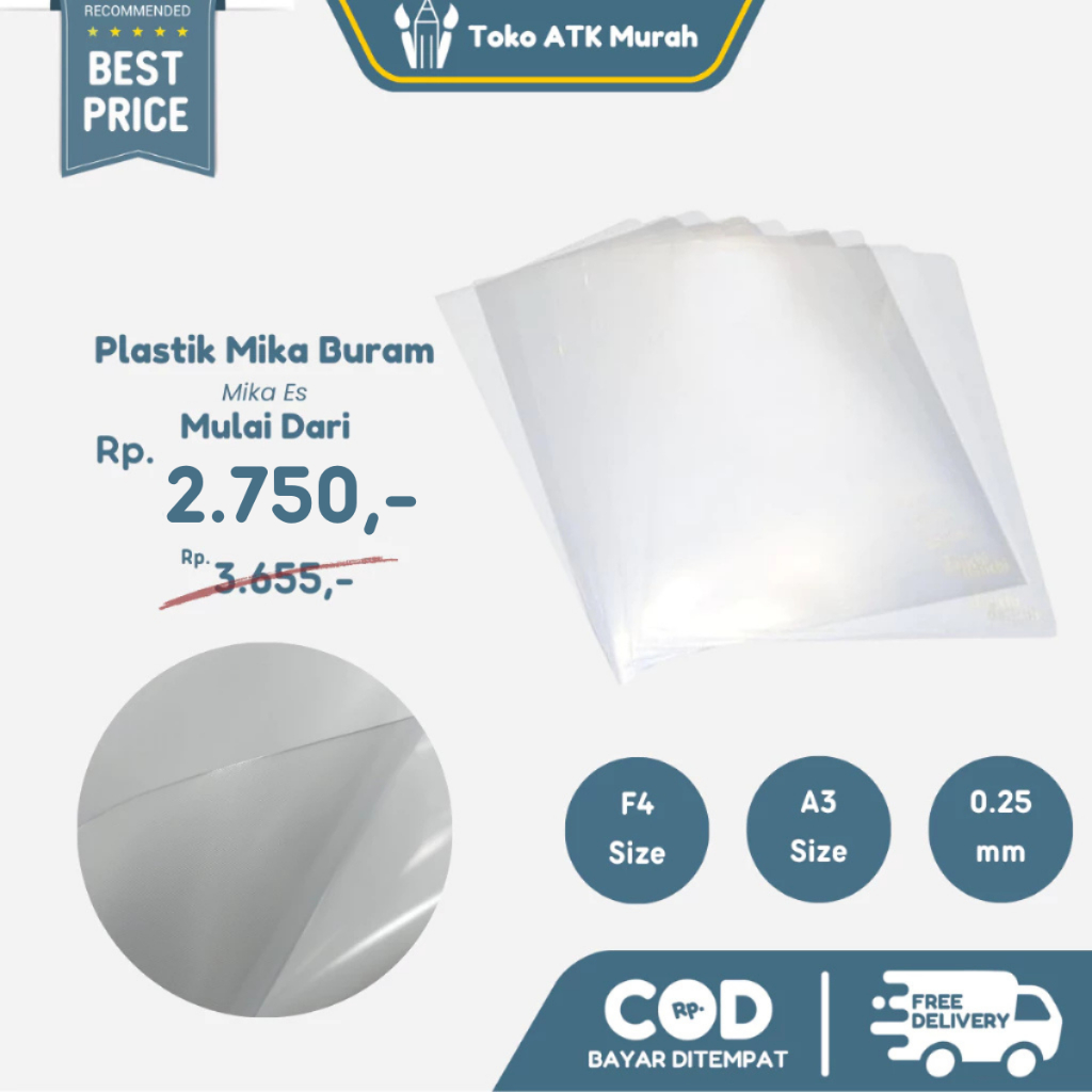 

Plastik Mika Es - Mika Buram 0.25mm Folio (21.5 x 33cm) / A3 (30x42cm) Untuk Maket