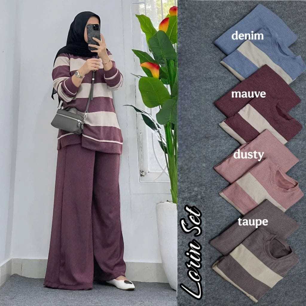 SET LORIN CRINKLE CELANA KULOT LD 110 // SETELAN WANITA // ONE SET POLOS // ONE SET TERBARU // SETEL