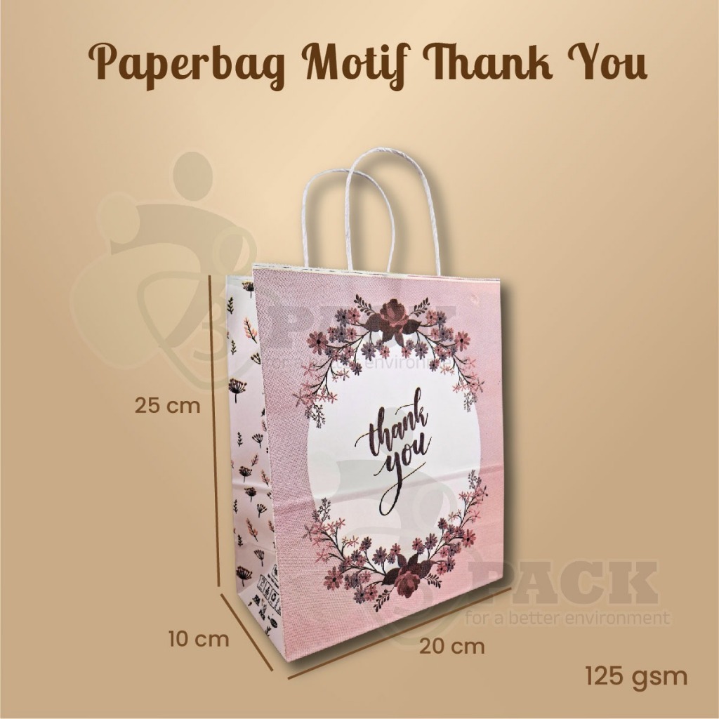 

paper bag thank you, Paper Bag Motif / Goodiebag Motif uk 25x10x20 termurah
