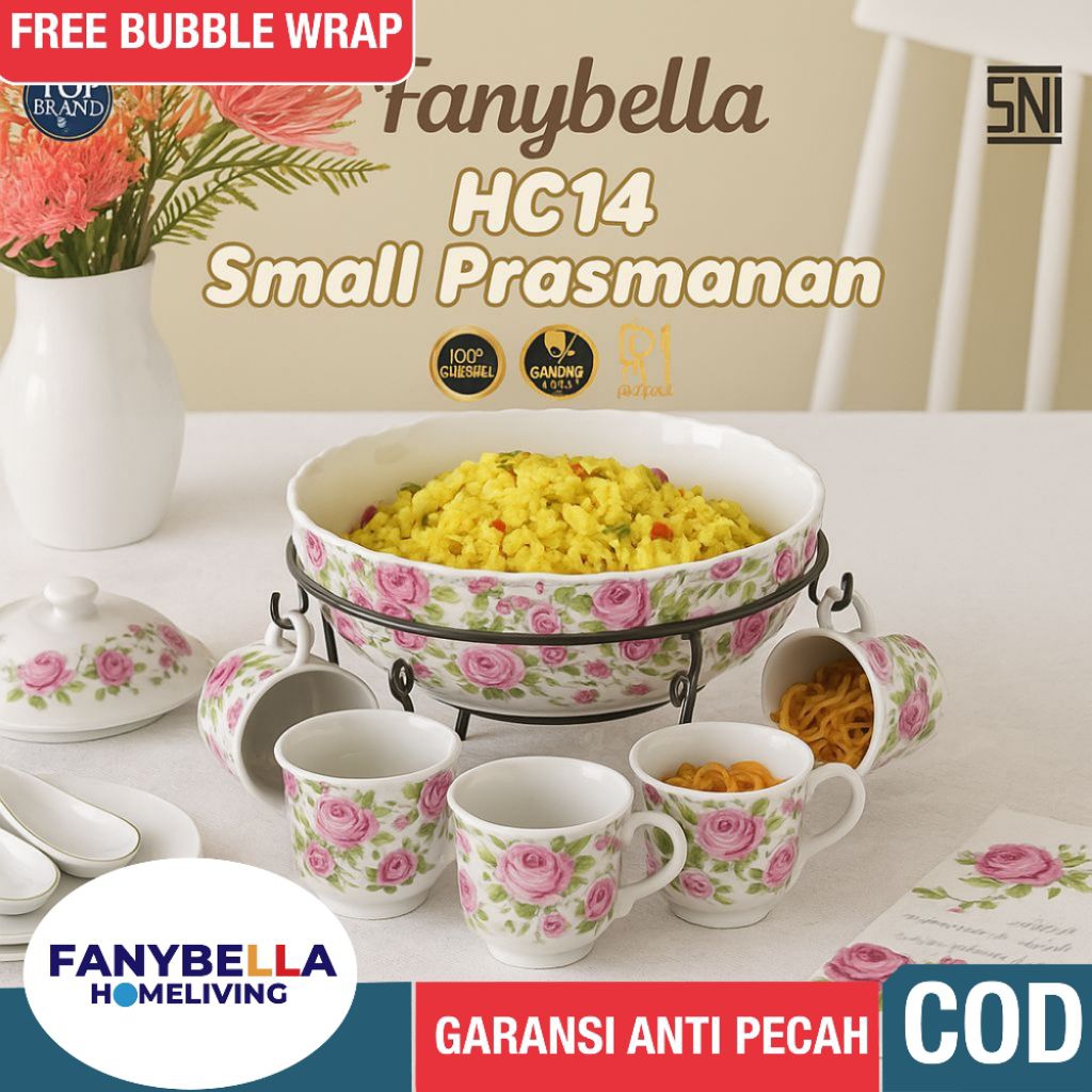 Prasmanan set  Mangkok Tempat Sup Motif shabby chic Mewah Import QUEEN ROSE Satu SET