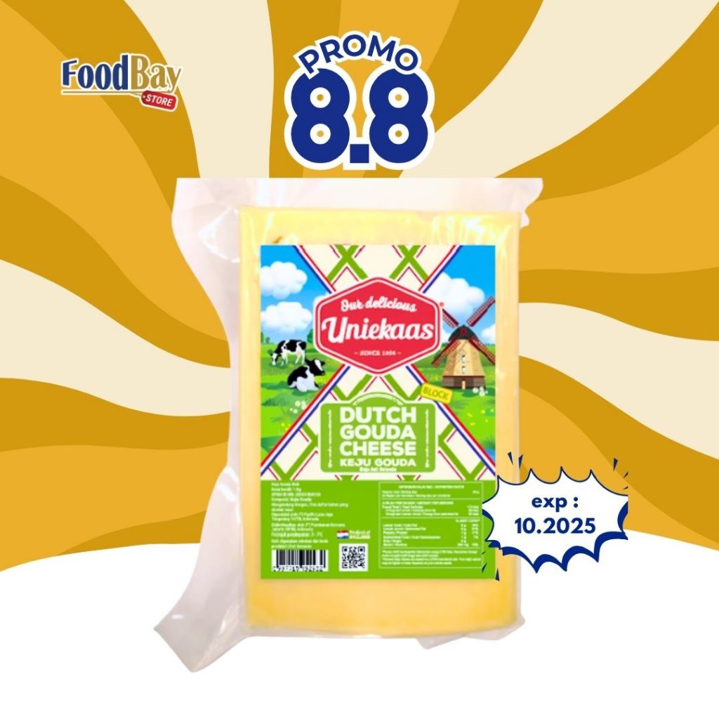 

UNIEKAAS Block Dutch Gouda Cheese 1 Kg / Keju Gouda Blok 1kg
