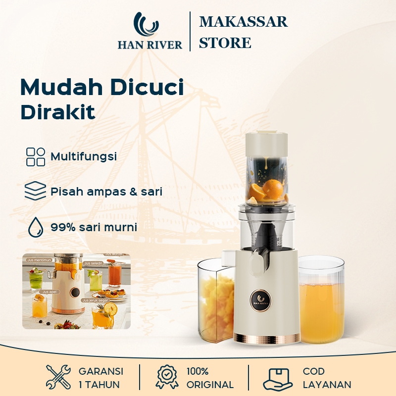 HAN RIVER Blender Slow Juicer Lubang Masuk Besar 110MM Pisah Ampas & Jus