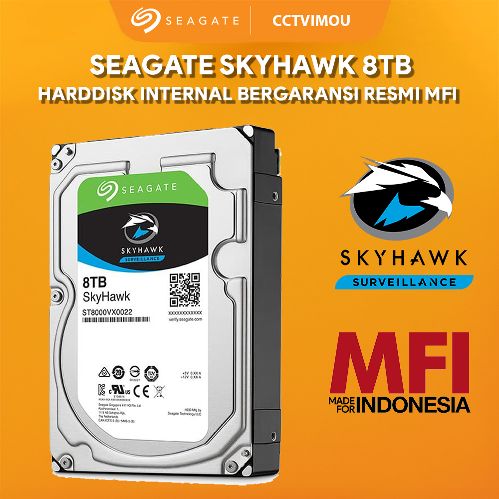 SEAGATE SKYHAWK AI 8TB MFI / SATA HDD SKYHAWK BERGARANSI RESMI 3 TAHUN