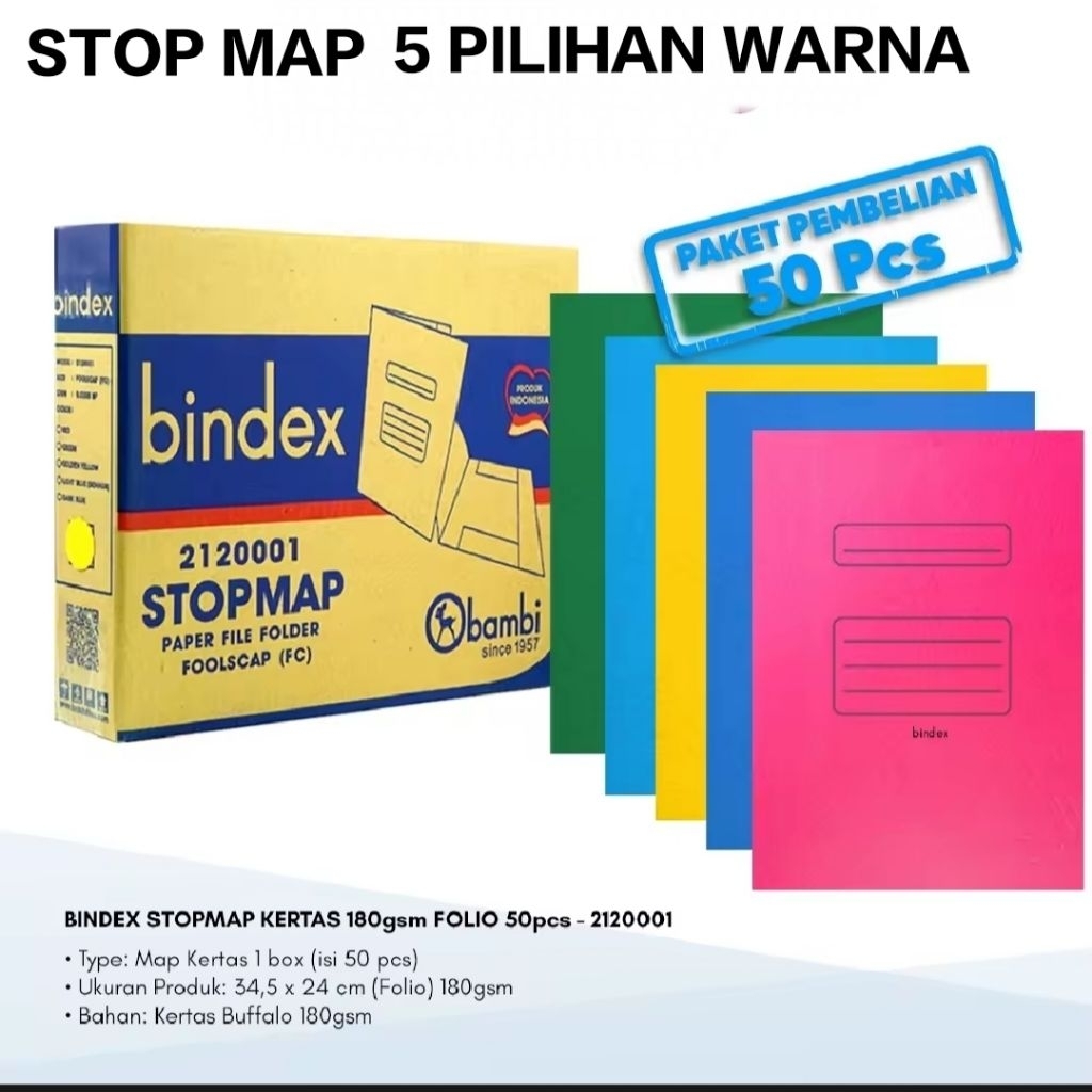 

1 Pak Map Bindex Warna Cerah ( Isi 50 Pcs )