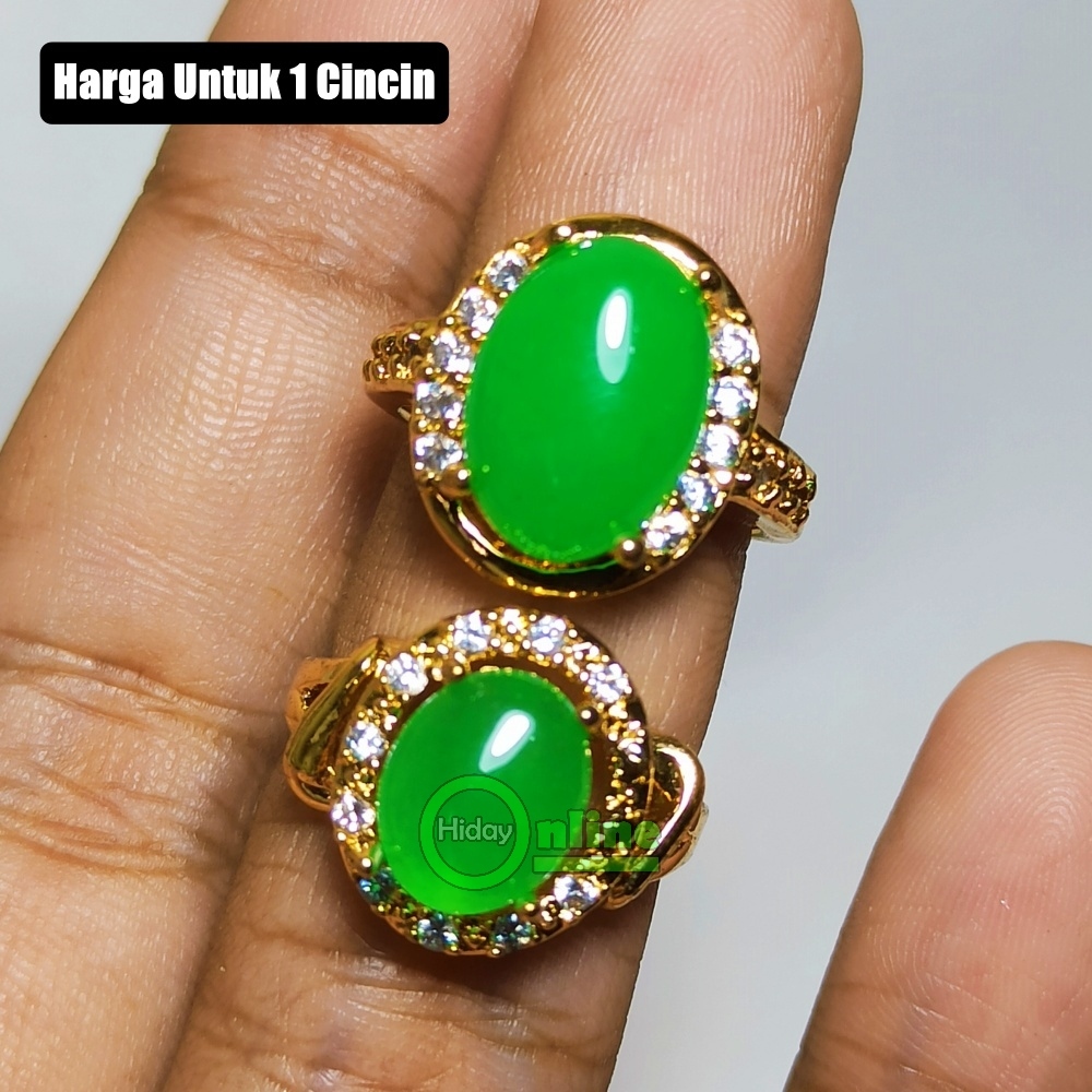 CINCIN AKIK GIOK HIJAU NATURAL RING CEWEK LADIES MEWAH