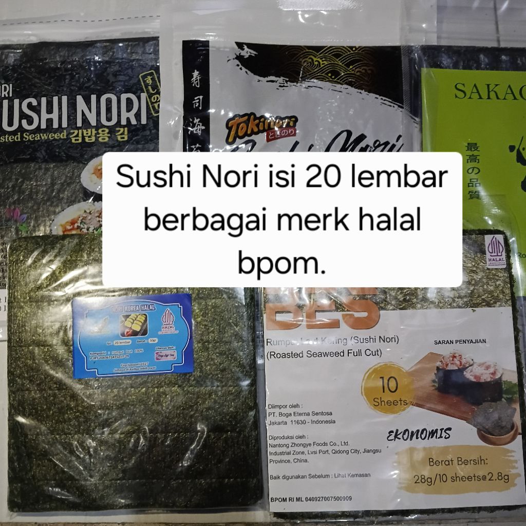 

(TERMURAH) Sushi Nori isi 20 lembar bahan sushi kulit kimbap gimbap sushi bento rumput laut kering seaweed halal mui dan bpom harga terjangkau promo sale terlaris