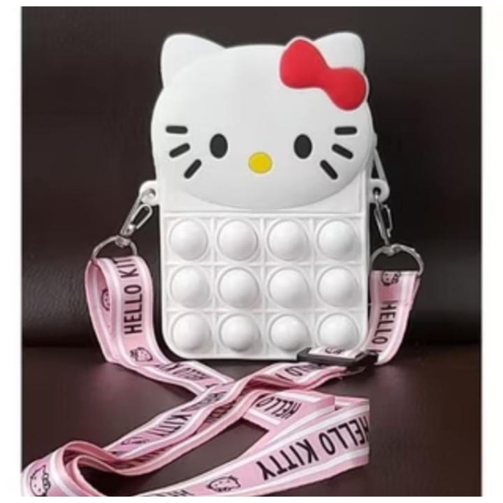 TAS POP IT ANAK HELLO KITTY & UNICORN WARNA PUTIH