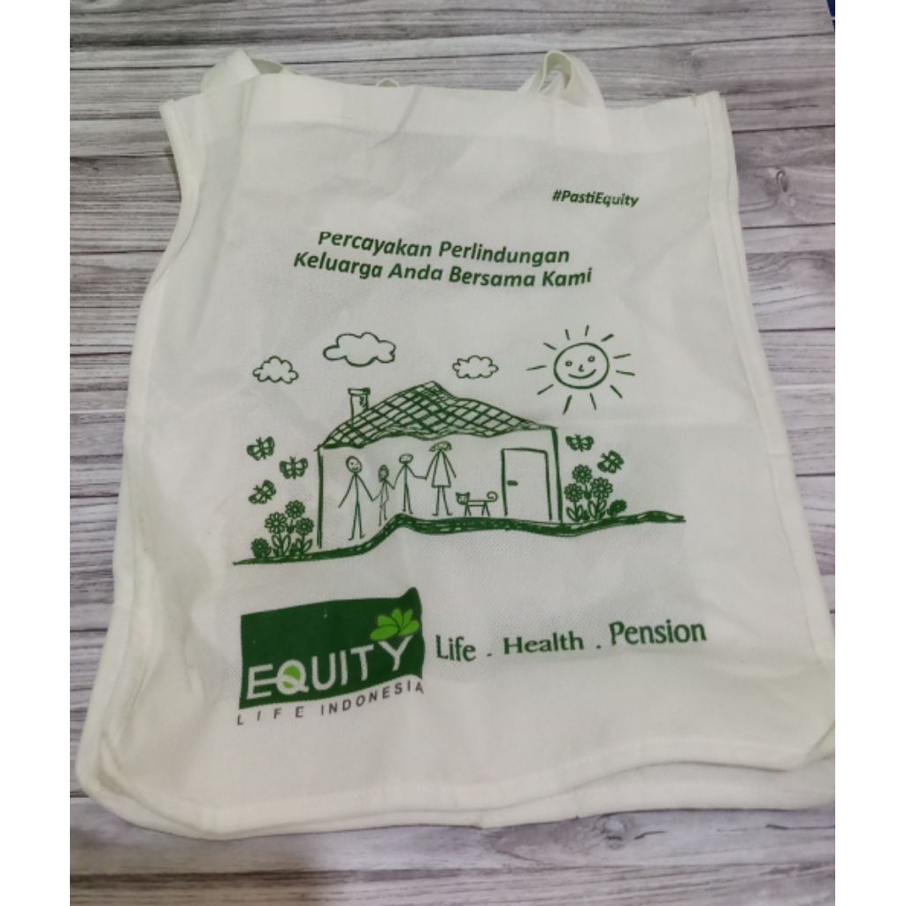 TAS TOTE BAG SPUNBOND PUTIH HIJAU MIX