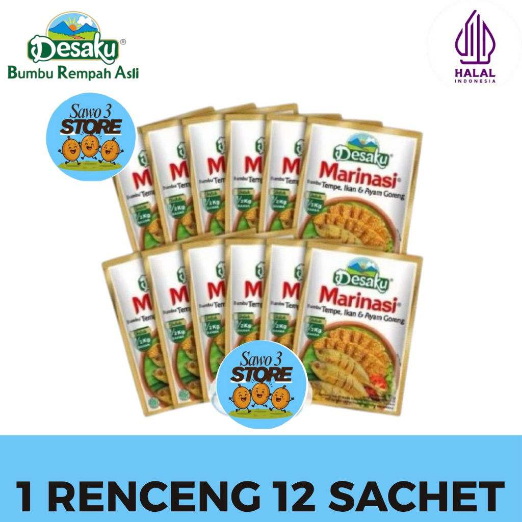 

Desaku Bumbu Marinasi Tempe Ikan & Ayam 1 Renceng Isi 12x15gr HALAL BPOM