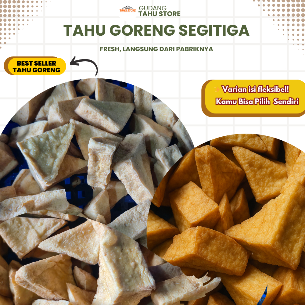 

Tahu Goreng 1/2 Matang Fresh – Isi 20 /15 pcs | Gurih & Siap Masak | Kirim Instan